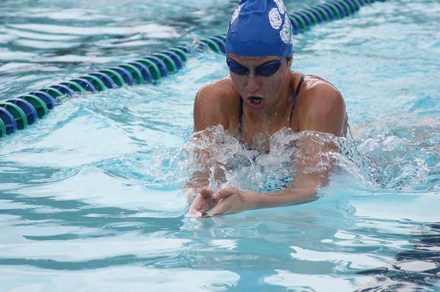 Sophomore Tanja Milanovic swimming during a past swim meet against Vista Ridge.