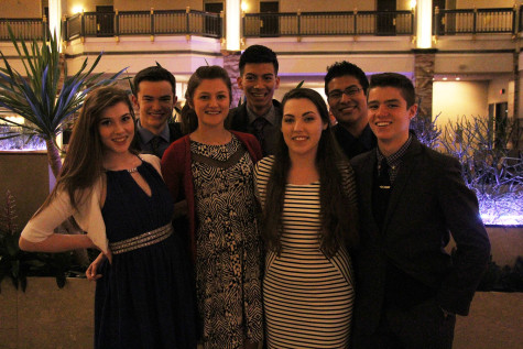 The Premier Delegation attended an awards ceremony at the close of the State Conference. Back Row: (l-r) Jack Densmore, Juan Miguel Perez, Alejandro Norato; Front Row: (l-r) Caroline Cravens, Shilo Criswell, Becca Brown, Jared Bouloy