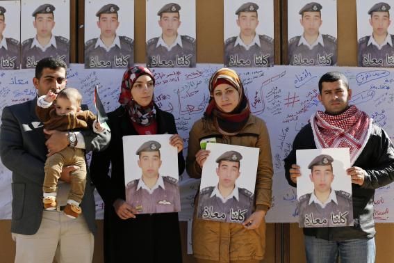 The Pilot killed by ISIS being remembered at a rally at the University in Amman.