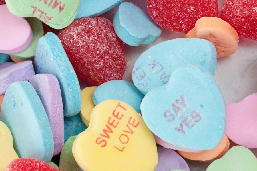 Candy hearts are one of the many gifts that are widely popular on Valentine's Day.