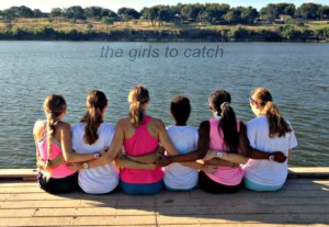 The two girl cross country teams sitting and bonding after the relay at the lake.  Their next meet will be in Burnet, Texas.
