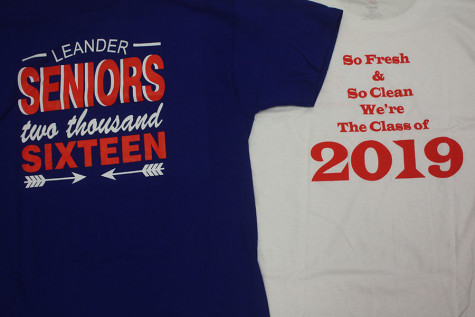 The Senior and Freshmen shirts. These shirts are available during all B Day lunches in the “Pride.”