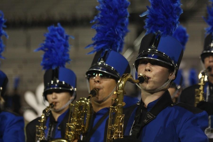 Saxophones preforming the bands show, Choral Works. They would nab first place during finals