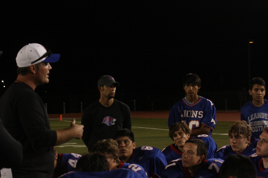 The freshmen coaches speak to the players about what they could improve upon in upcoming games. With a district score of 0-5, the freshmen lions plan to take the bye week as an opportunity for improvement in smaller details.