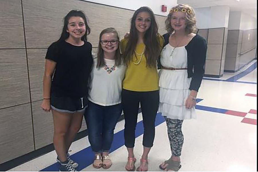 Student Council officers after election. The four seniors plan for a year full of community service.