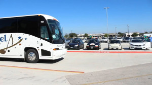 The buses that the band used for their trip to San Antonio. For equipment, the band used an 18 wheeler to haul all of their equipment.