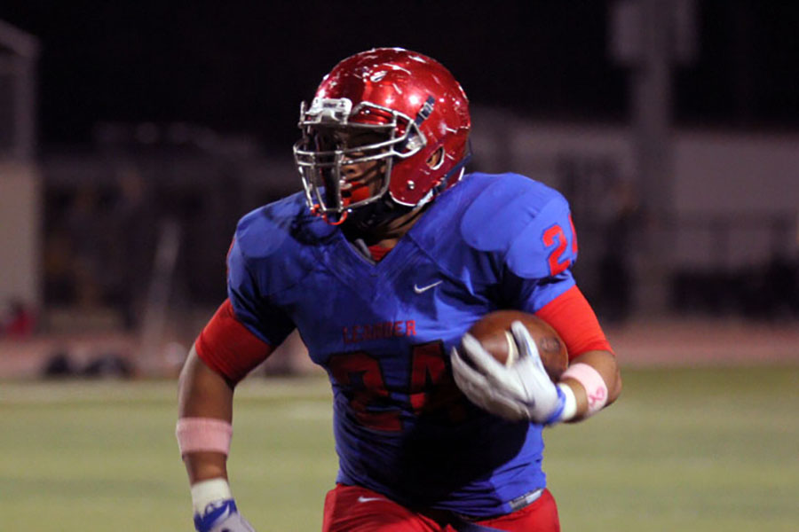 Alex Williams returns a touchdown against Marble Falls. This was Williams’s only touchdown of the season.