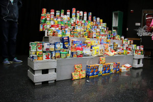 All of the cans and non-perishable items theatre raised. The collection only took four days with nearly an hour of work per day. 