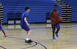 JV boys Chris Jones and Seneca Jones during practice. The boys practice in the morning before school, during their class period and after school. 