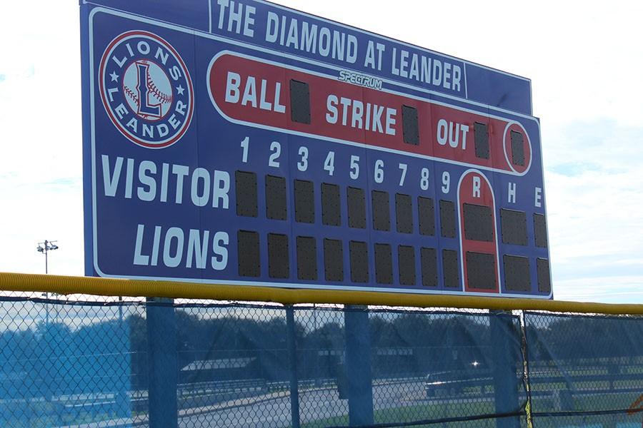 The new scoreboard for the baseball team. It was put up on December 23rd. 