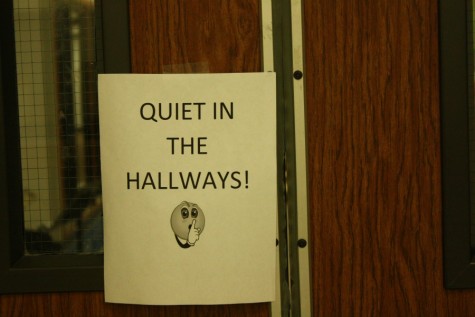 A sign directors posted in the hallways in order to keep the noise down while students played their solos and ensembles.