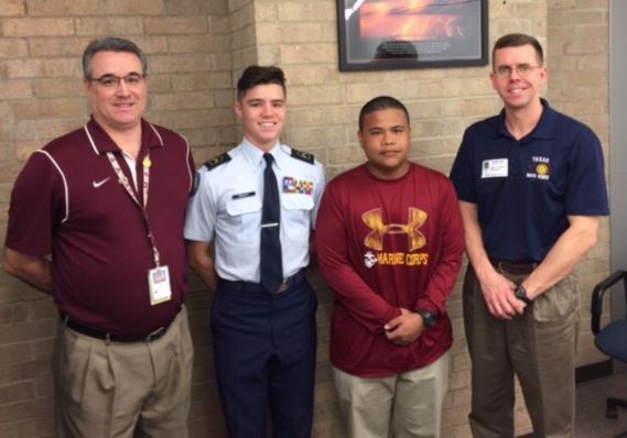 The two students stand with counciler Duane Teets. They will be going to Texas Boys State in the summer.