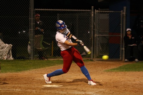 Senior Hailey MacKay hitting the ball against Vista Ridge. MacKay also had a few other hits during the game.