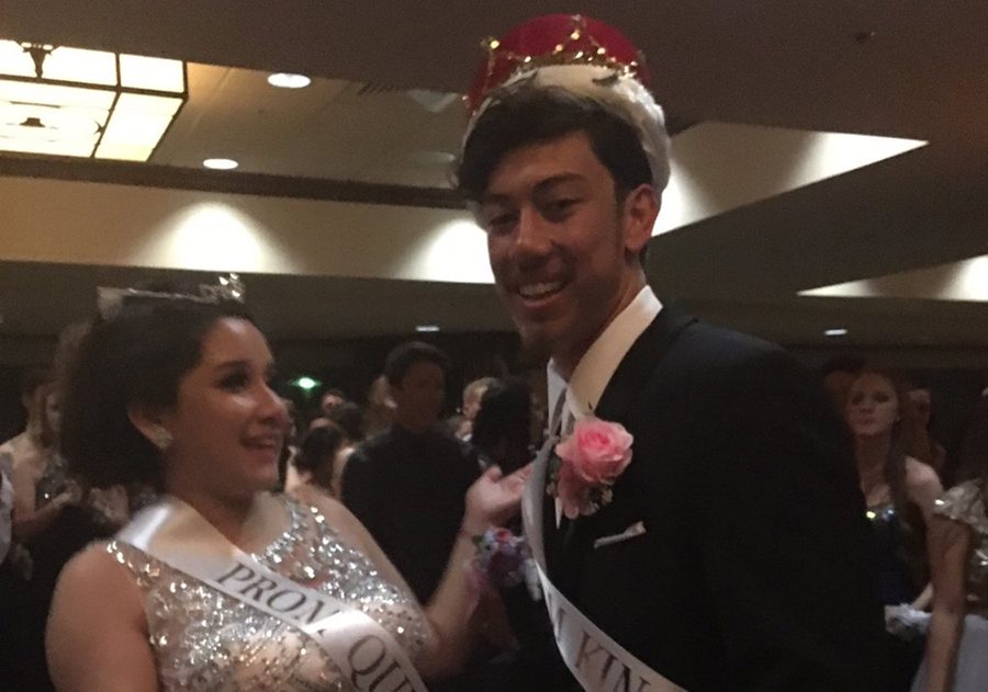 Seniors Matthew and Nancy after being crowned prom king and queen. They were crowned in the middle of the dance floor.