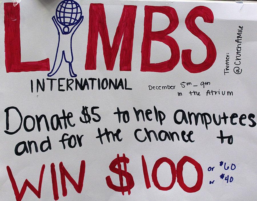 Some of the IB seniors were in the courtyard passing out crutches to students. Tickets were then entered into a raffle for $100, $60 or $40.