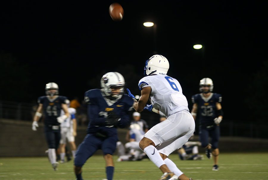 Senior Dalton Flowers catches the ball against Stony Point. Against Vista Flowers scored another touchdown. 