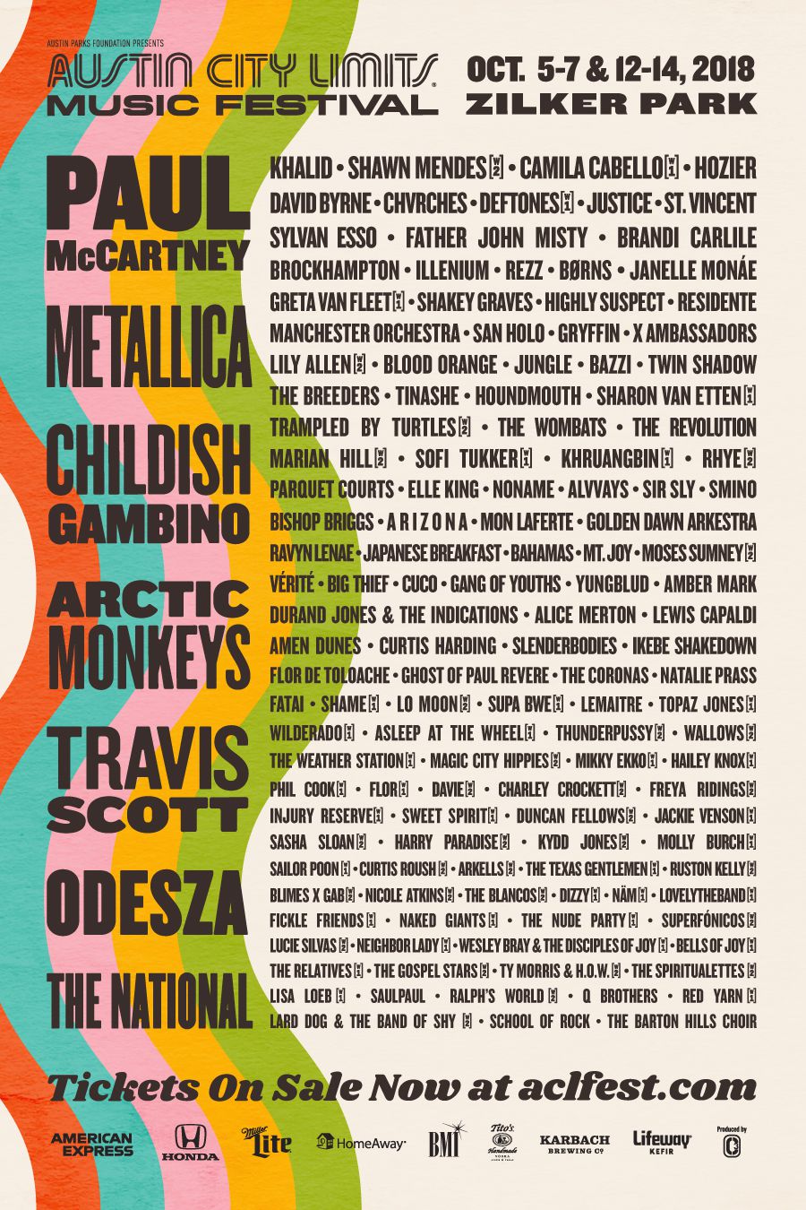 The 2018 ACL lineup has been announced. Prominent musicians like Childish Gambino, Khalid, and Shawn Mendes will be performing.