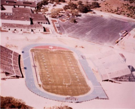 The original Lion Stadium after being moved from Odessa to Leander.