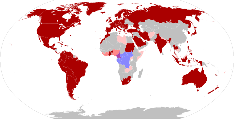 World map tracks the current spread of Monkeypox.