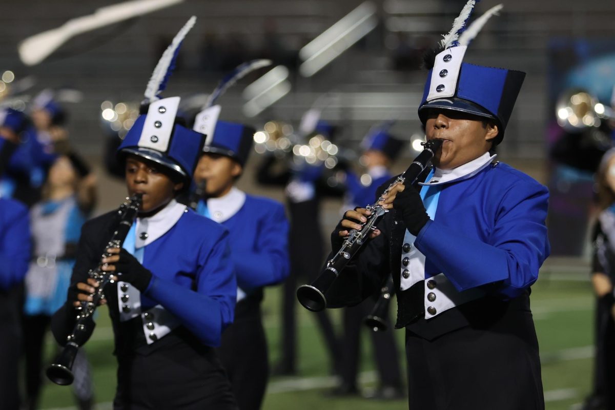 Christian Vasquez Ruiz plays clarinet at the Leander Festival of the Bands at Gupton Stadium Sept. 30.